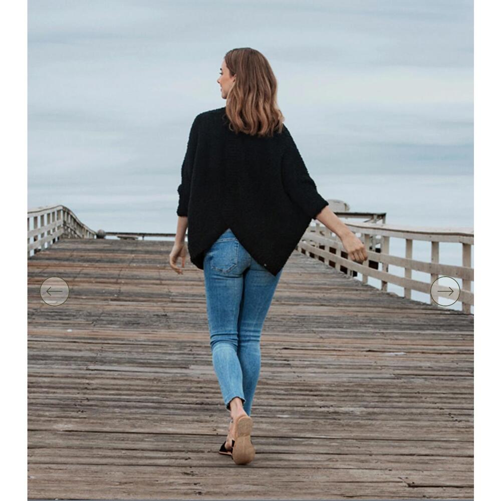 Barefoot Dreams Cozychic Knit Shrug L/XL Black Open Cardigan